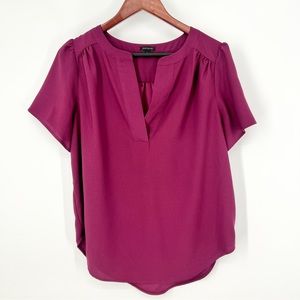 Ann Taylor Medium Short Sleeve Blouse Shirt Business, Dark Mauve